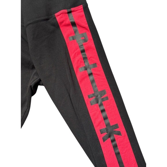 Victoria’s Secret PINK Yoga Leggings Womens M Black Pink Side Stripe Logo Pants - Picture 4 of 9